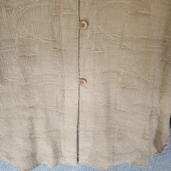 IC Collection Top Cream Long Sleeve Front Button Mock Neck For Women - Picture 8 of 9